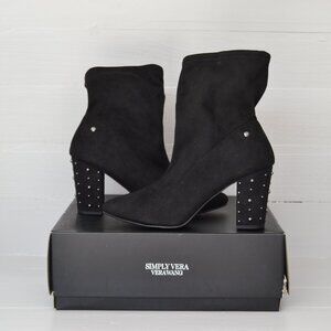 Simply Vera Vera Wang Dallas Studded Ankle Boots Booties Black Women's 7.5 NWB